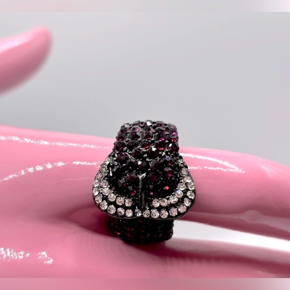 Purple Crystal Buckle Stretch Band Ring - Picture 4 of 7